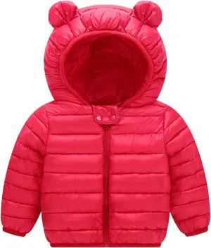 0-4 Years Toddler Kids Baby Girls Boys Bear Ears Down Puffer Jacket Hooded Outdoor Jacket Thick Warm Windproof Coat