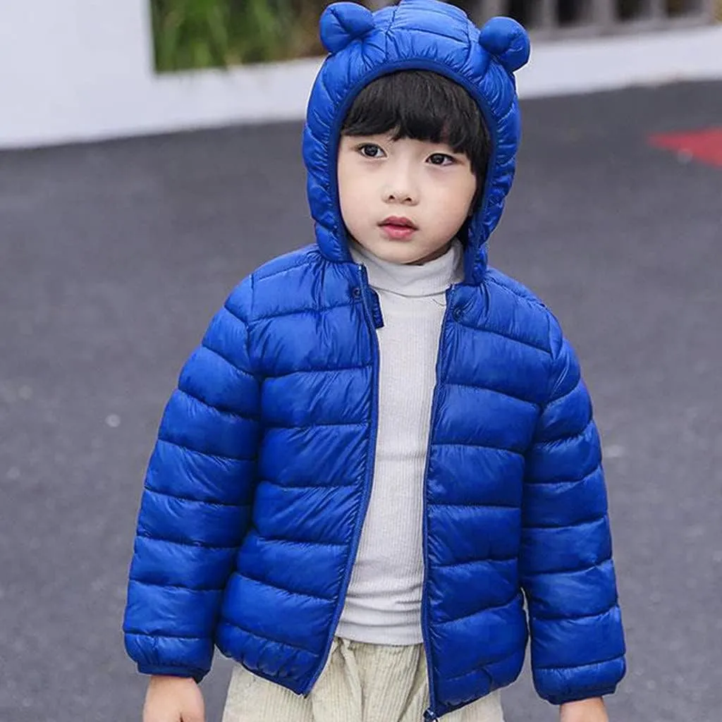 0-4 Years Toddler Kids Baby Girls Boys Bear Ears Down Puffer Jacket Hooded Outdoor Jacket Thick Warm Windproof Coat