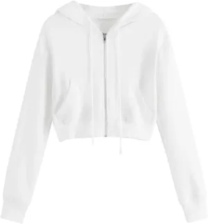 2025 Womens Cropped Zip Up Hoodie Long Sleeve Workout Hooded Sweatshirt Casual Drawstring Jackets Trendy Spring Coat
