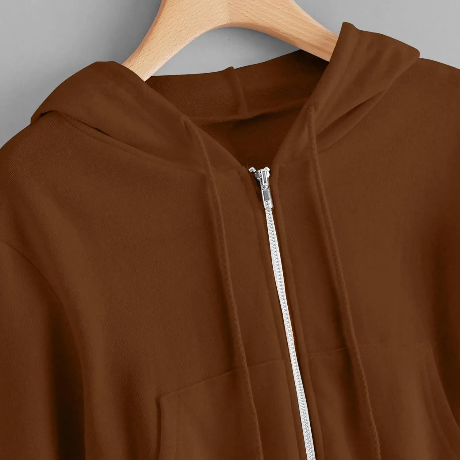 2025 Womens Cropped Zip Up Hoodie Long Sleeve Workout Hooded Sweatshirt Casual Drawstring Jackets Trendy Spring Coat