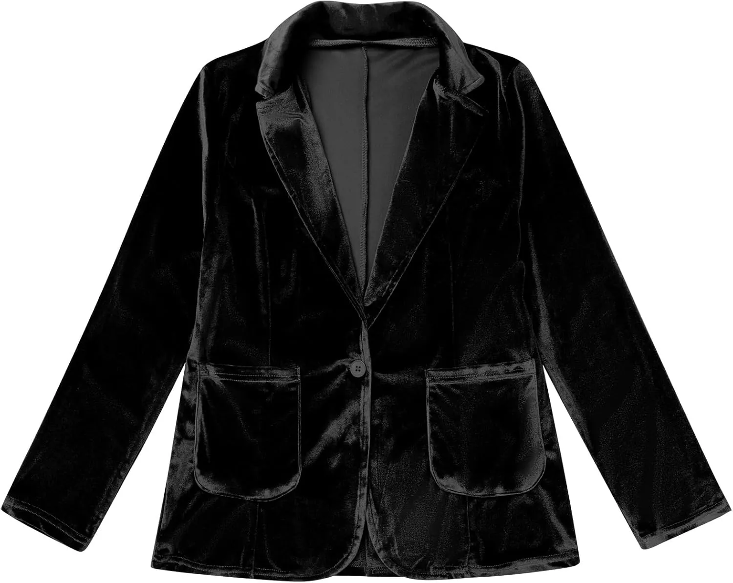 ABAFIP Women Velvet Blazers Casual Suit Cardigan Jacket Shawl Collar Short Blazer Outwear with Pockets