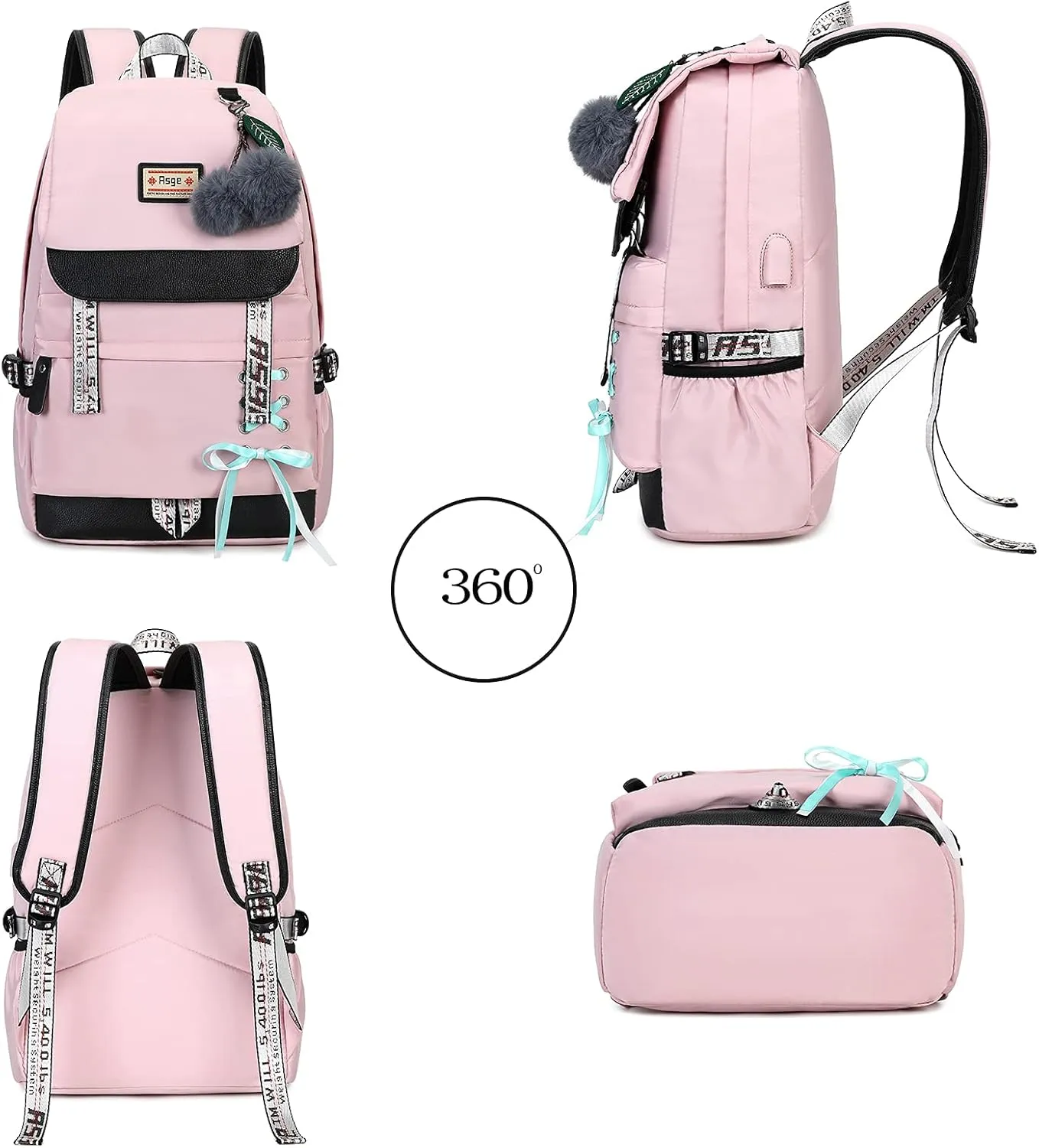 Asge Kids Backpack for School Backpacks for Girls Bookbag for Women Pink Back Pack