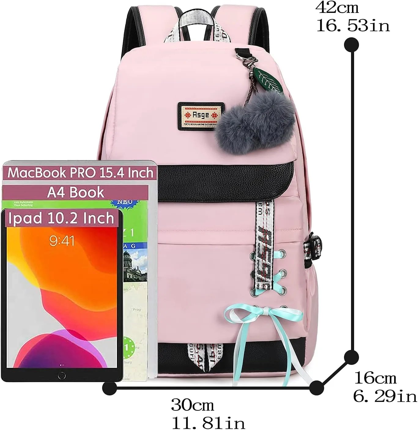 Asge Kids Backpack for School Backpacks for Girls Bookbag for Women Pink Back Pack