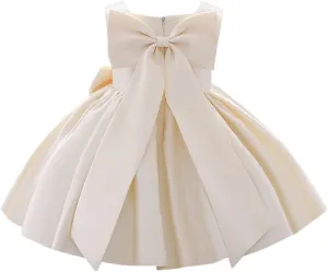 Baby Girls Dress Formal Bowknot Tutu Backless Puffy Tulle Gowns Princess Wedding Baptism Pageant Birthday Party Wear