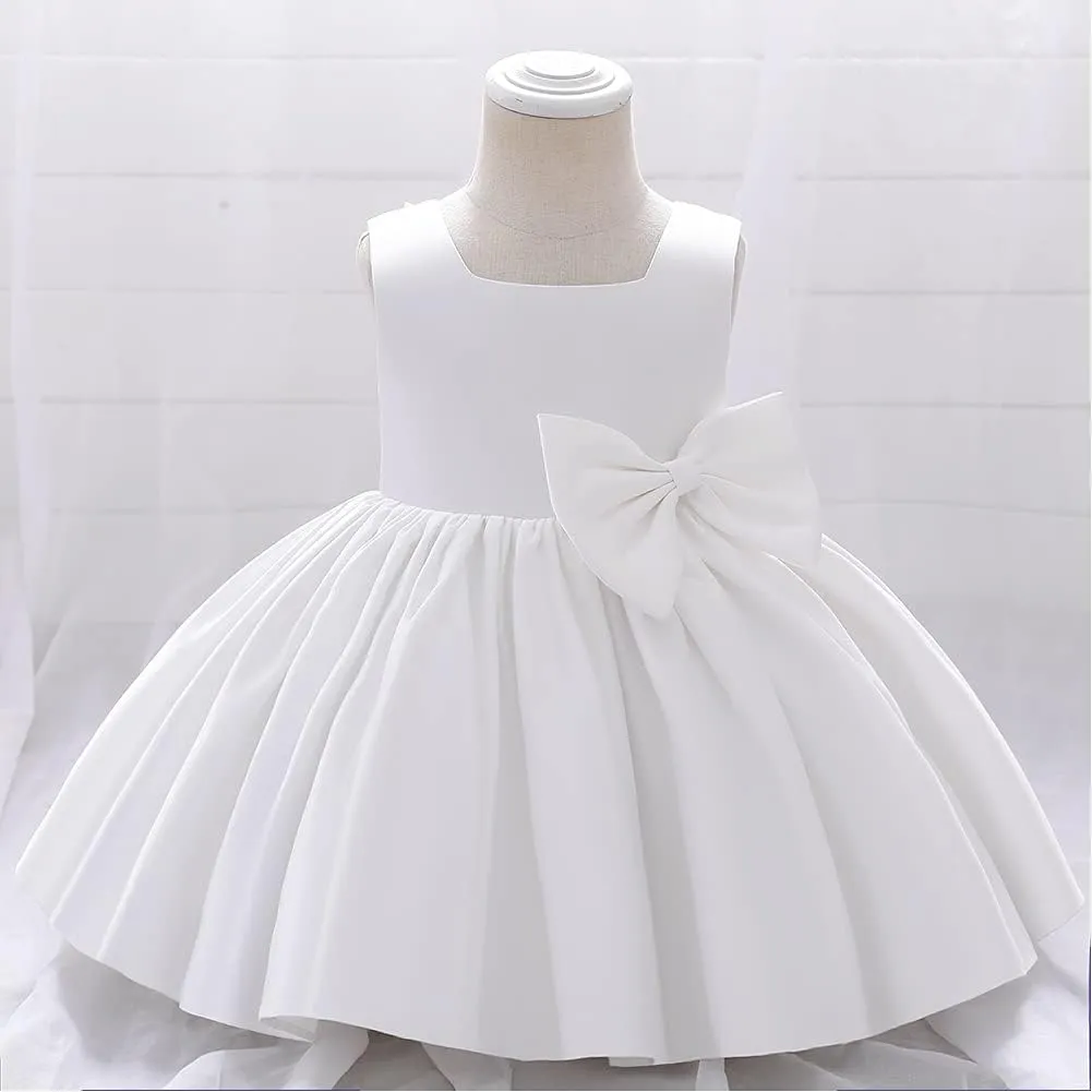 Baby Girls Dress Formal Bowknot Tutu Backless Puffy Tulle Gowns Princess Wedding Baptism Pageant Birthday Party Wear