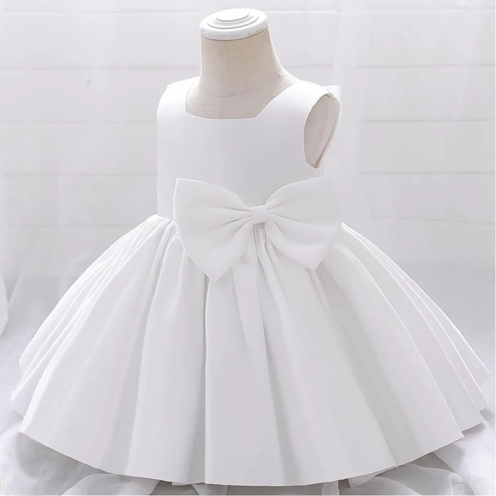 Baby Girls Dress Formal Bowknot Tutu Backless Puffy Tulle Gowns Princess Wedding Baptism Pageant Birthday Party Wear