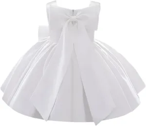 Baby Girls Dress Formal Bowknot Tutu Backless Puffy Tulle Gowns Princess Wedding Baptism Pageant Birthday Party Wear