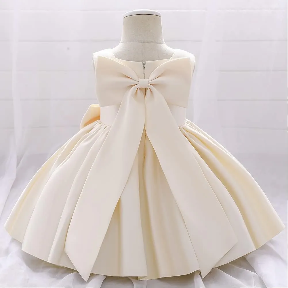 Baby Girls Dress Formal Bowknot Tutu Backless Puffy Tulle Gowns Princess Wedding Baptism Pageant Birthday Party Wear