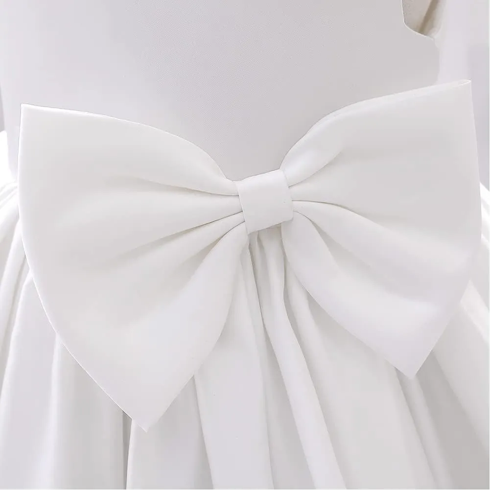 Baby Girls Dress Formal Bowknot Tutu Backless Puffy Tulle Gowns Princess Wedding Baptism Pageant Birthday Party Wear