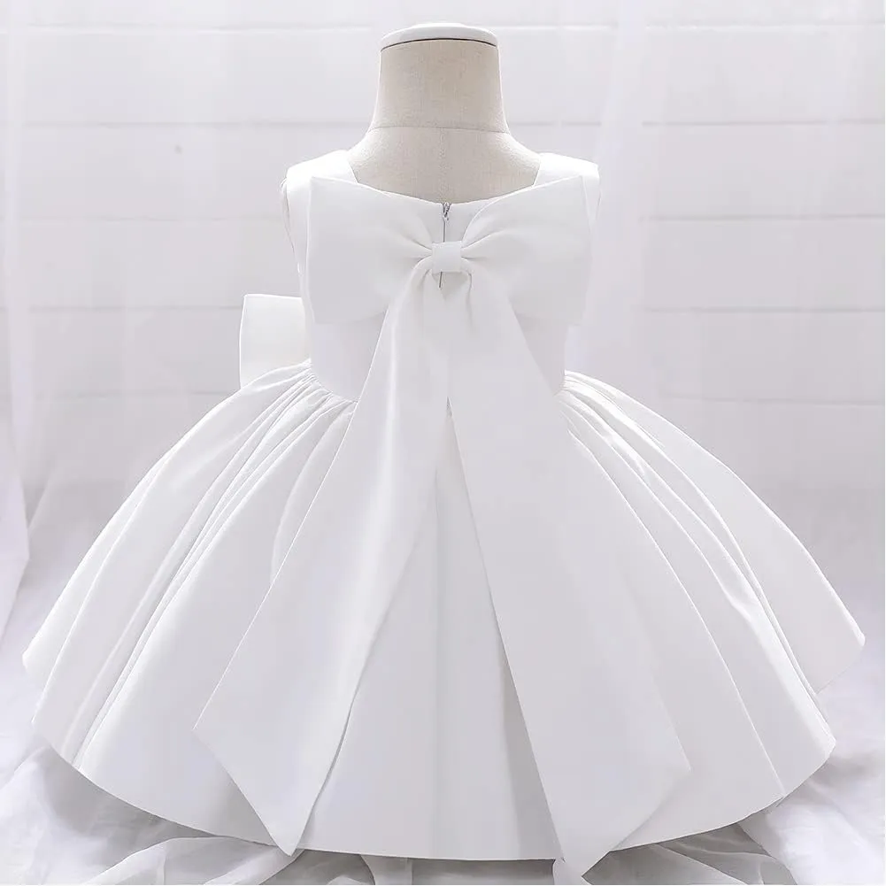 Baby Girls Dress Formal Bowknot Tutu Backless Puffy Tulle Gowns Princess Wedding Baptism Pageant Birthday Party Wear