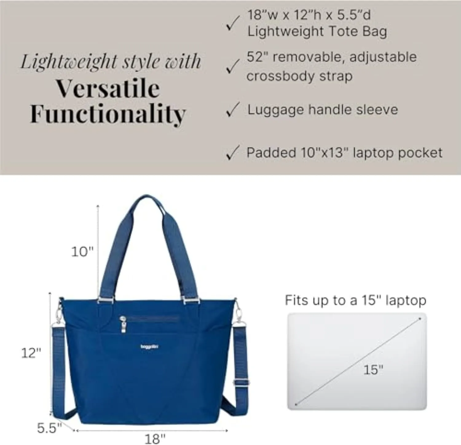 Baggallini unisex adult Avenue Tote
