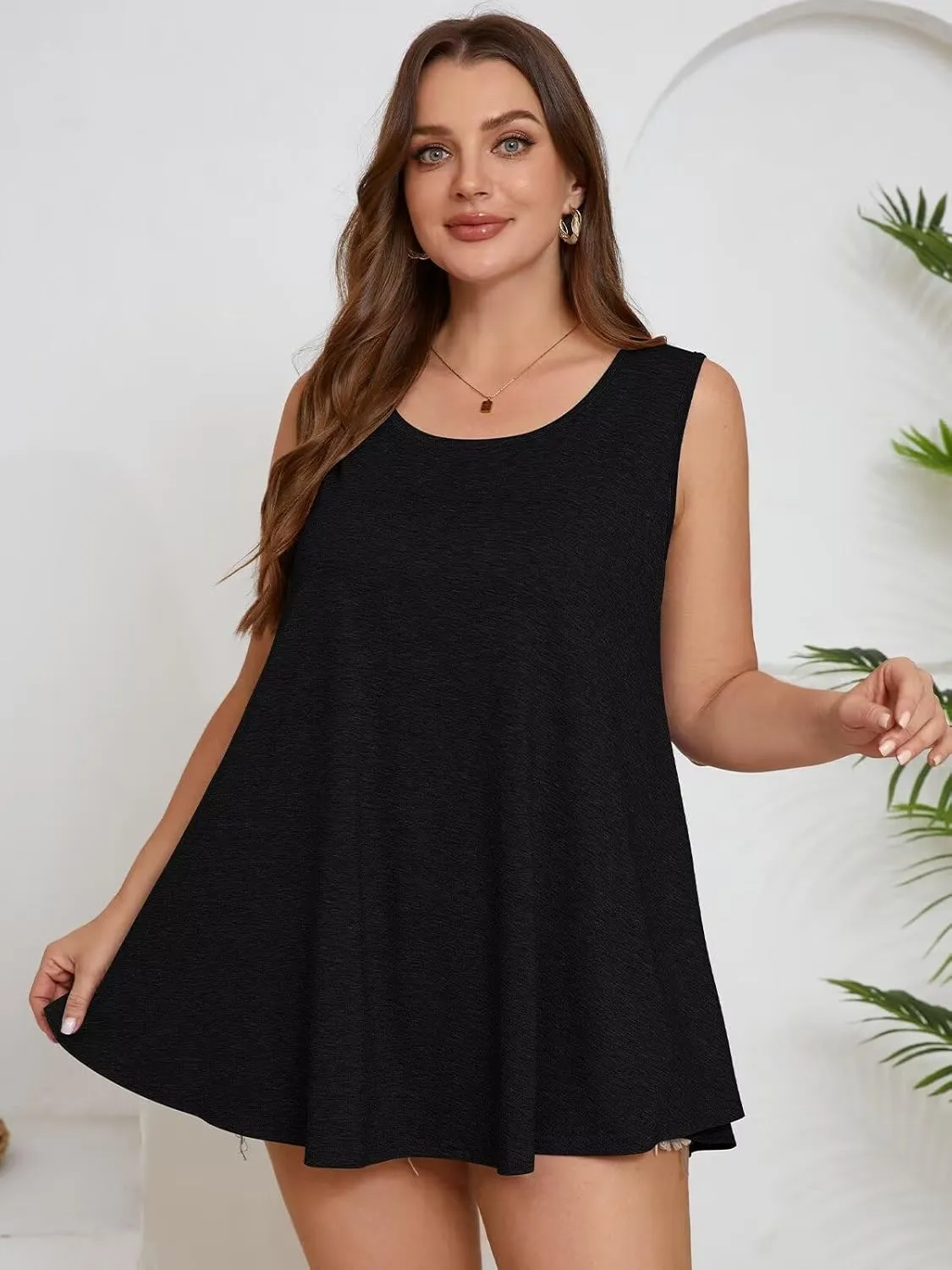 BELAROI Sleeveless Tops for Women Summer Plus Size Tunic Tops Round Neck Casual Flowy Tank Tops Loose Fit