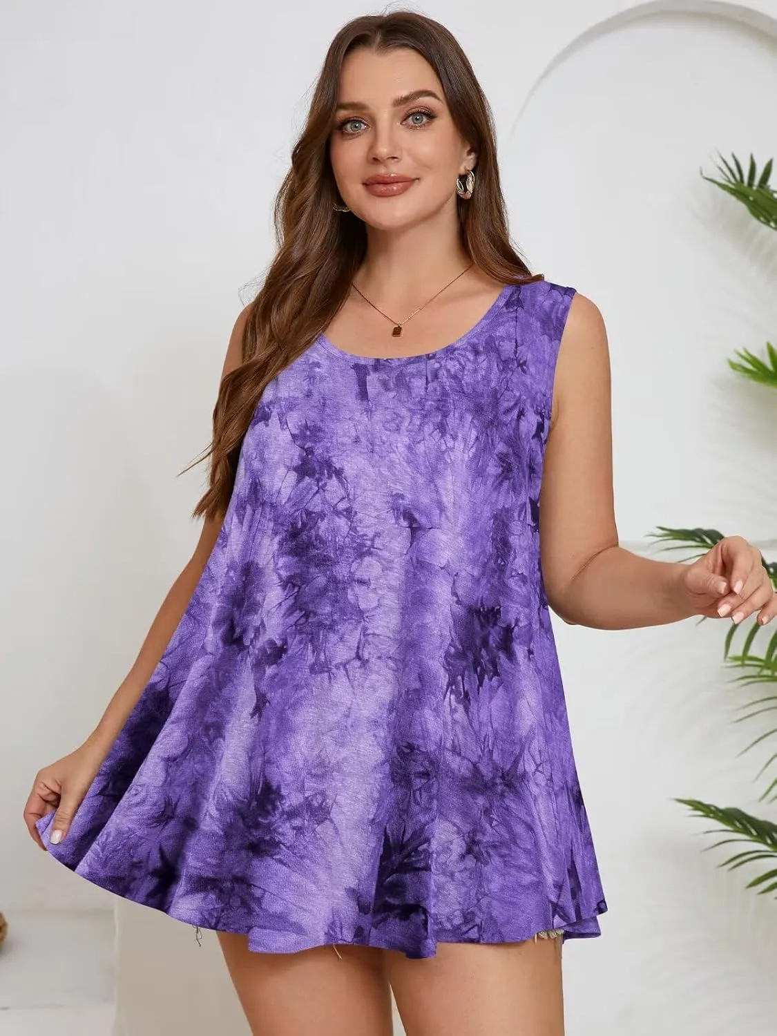 BELAROI Sleeveless Tops for Women Summer Plus Size Tunic Tops Round Neck Casual Flowy Tank Tops Loose Fit