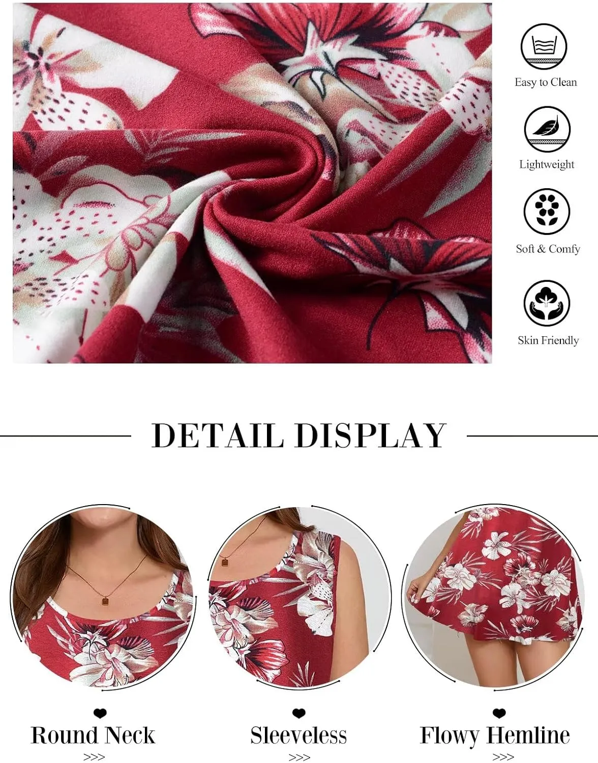 BELAROI Sleeveless Tops for Women Summer Plus Size Tunic Tops Round Neck Casual Flowy Tank Tops Loose Fit