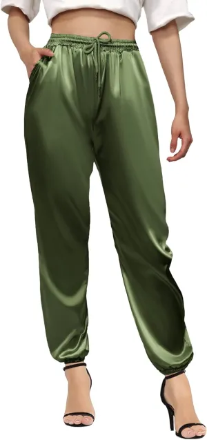 Betusline Women's Satin Silky Pants