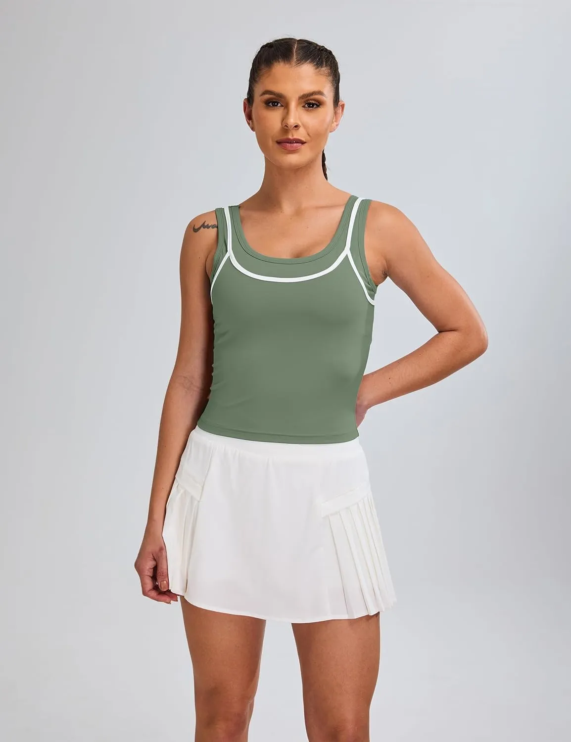 Blooming Jelly Women Workout Tank Tops Color Block Athletic Tops Crop Yoga Tops with Built in Bra