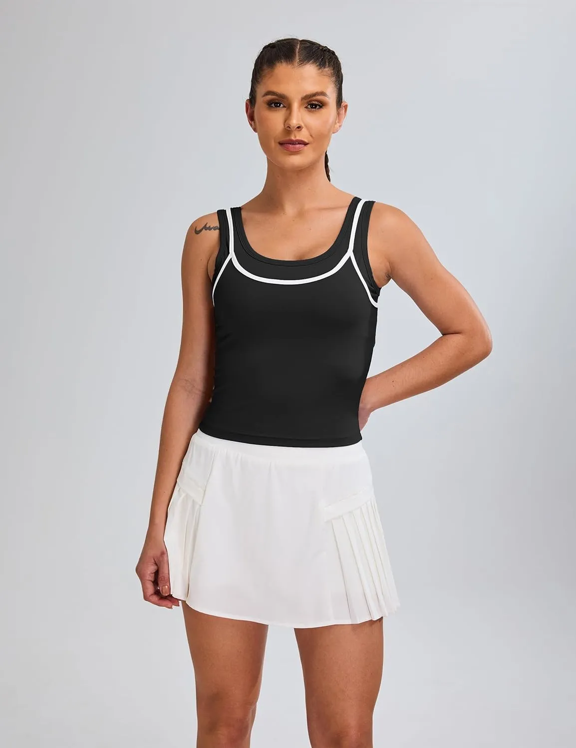 Blooming Jelly Women Workout Tank Tops Color Block Athletic Tops Crop Yoga Tops with Built in Bra