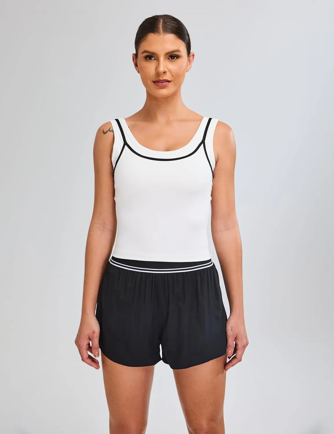 Blooming Jelly Women Workout Tank Tops Color Block Athletic Tops Crop Yoga Tops with Built in Bra