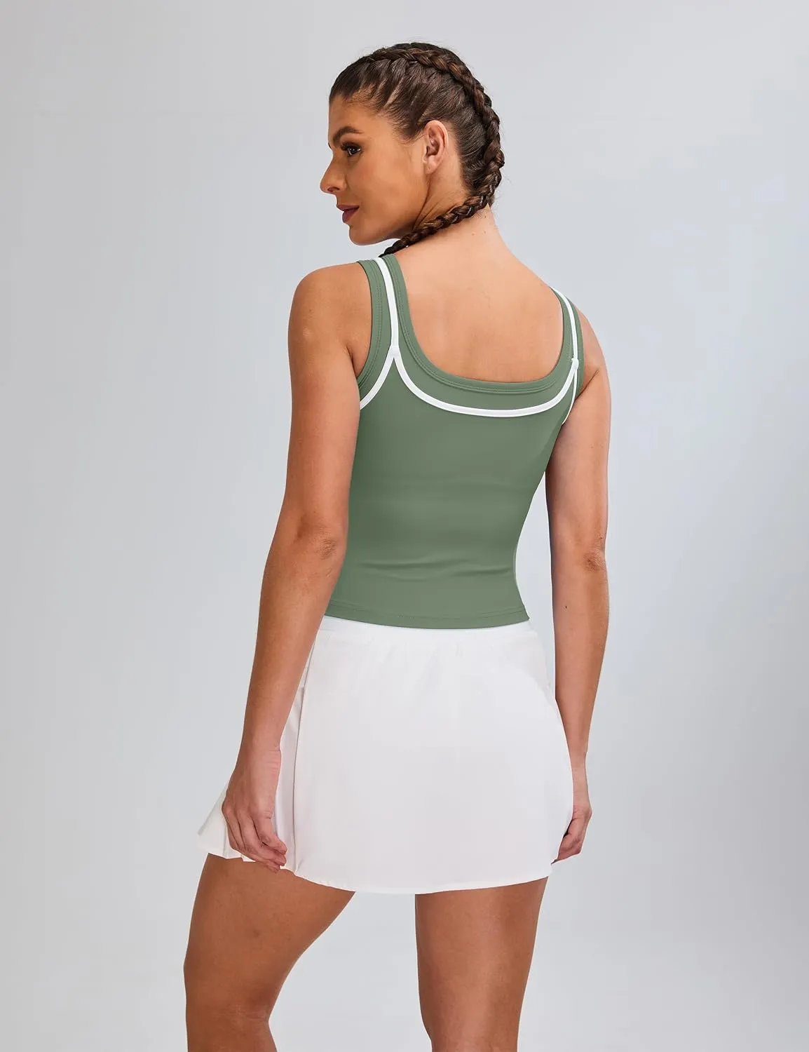 Blooming Jelly Women Workout Tank Tops Color Block Athletic Tops Crop Yoga Tops with Built in Bra