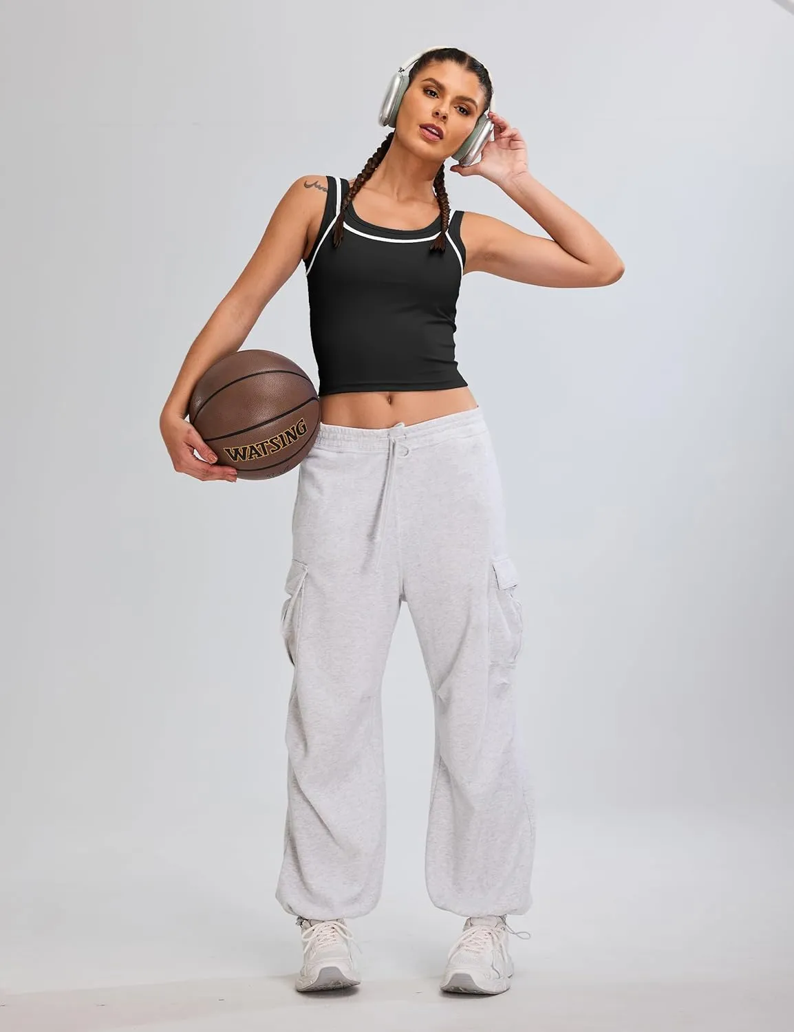 Blooming Jelly Women Workout Tank Tops Color Block Athletic Tops Crop Yoga Tops with Built in Bra