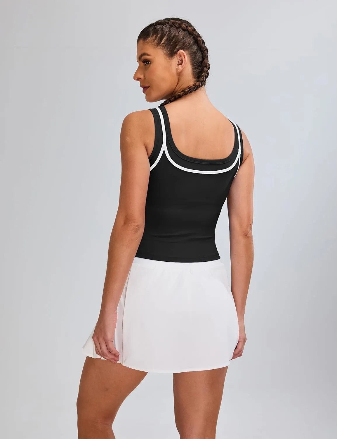 Blooming Jelly Women Workout Tank Tops Color Block Athletic Tops Crop Yoga Tops with Built in Bra