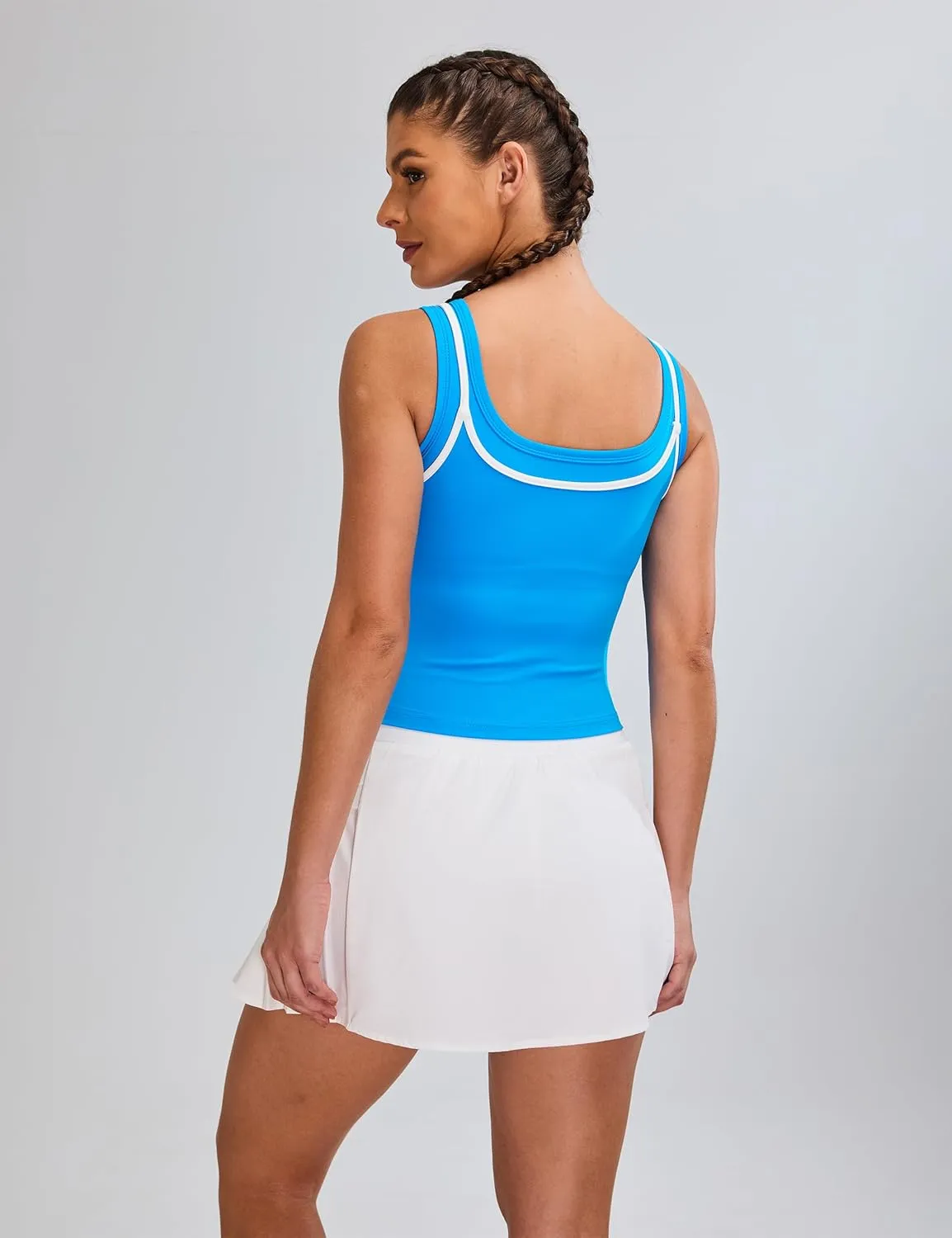 Blooming Jelly Women Workout Tank Tops Color Block Athletic Tops Crop Yoga Tops with Built in Bra