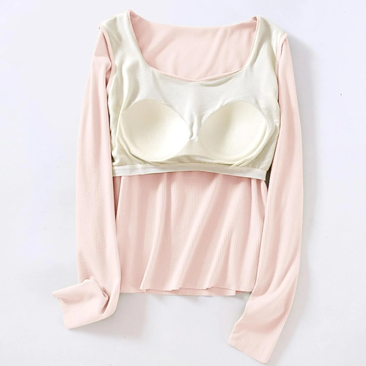 Built in Bra Tops for Women Long Sleeve Thermal Top Going Out Tops Dressy Casual Tops Loose Fitting Tops Blouse