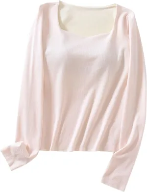 Built in Bra Tops for Women Long Sleeve Thermal Top Going Out Tops Dressy Casual Tops Loose Fitting Tops Blouse