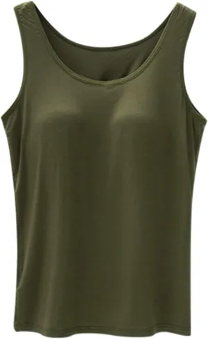 Camisole Tops for Women Built-in Bra Spaghetti Straps Yoga Shirt Seamless Tank Top Undershirt