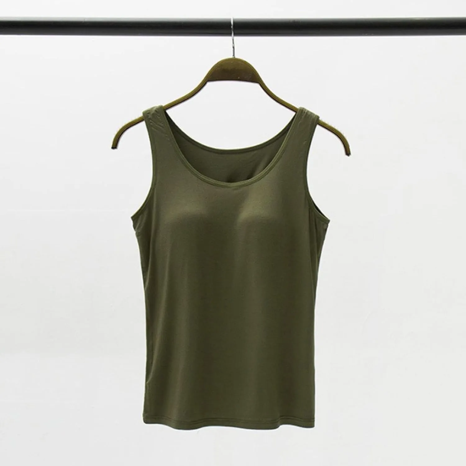 Camisole Tops for Women Built-in Bra Spaghetti Straps Yoga Shirt Seamless Tank Top Undershirt