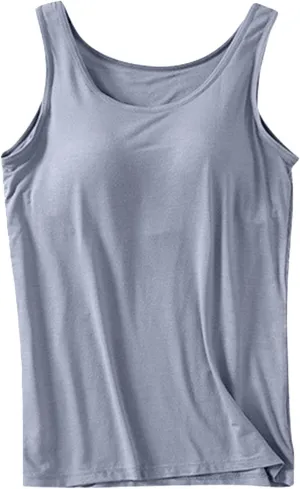 Camisole Tops for Women Built-in Bra Spaghetti Straps Yoga Shirt Seamless Tank Top Undershirt