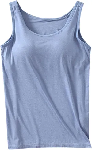 Camisole Tops for Women Built-in Bra Spaghetti Straps Yoga Shirt Seamless Tank Top Undershirt