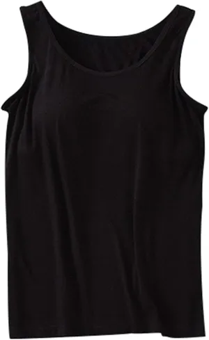 Camisole Tops for Women Built-in Bra Spaghetti Straps Yoga Shirt Seamless Tank Top Undershirt