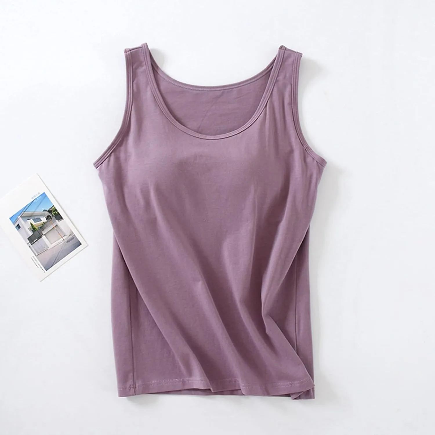 Camisole Tops for Women Cotton Racerback Breathable Tank Top Wtih Shelf Bra Workout Yoga Shirt