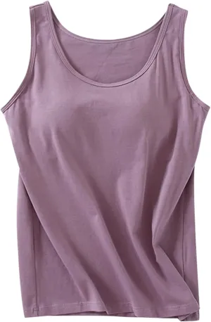 Camisole Tops for Women Cotton Racerback Breathable Tank Top Wtih Shelf Bra Workout Yoga Shirt