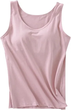 Camisole Tops for Women Cotton Racerback Breathable Tank Top Wtih Shelf Bra Workout Yoga Shirt