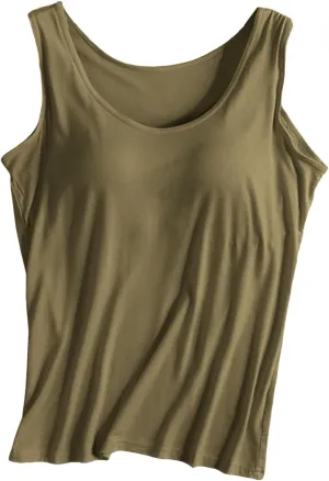 Camisole Tops for Women Cotton Racerback Breathable Tank Top Wtih Shelf Bra Workout Yoga Shirt