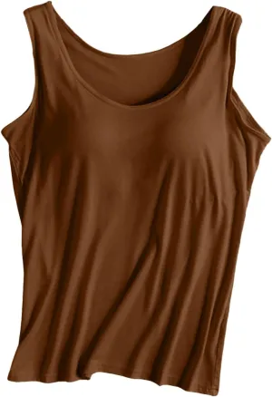 Camisole Tops for Women Cotton Racerback Breathable Tank Top Wtih Shelf Bra Workout Yoga Shirt