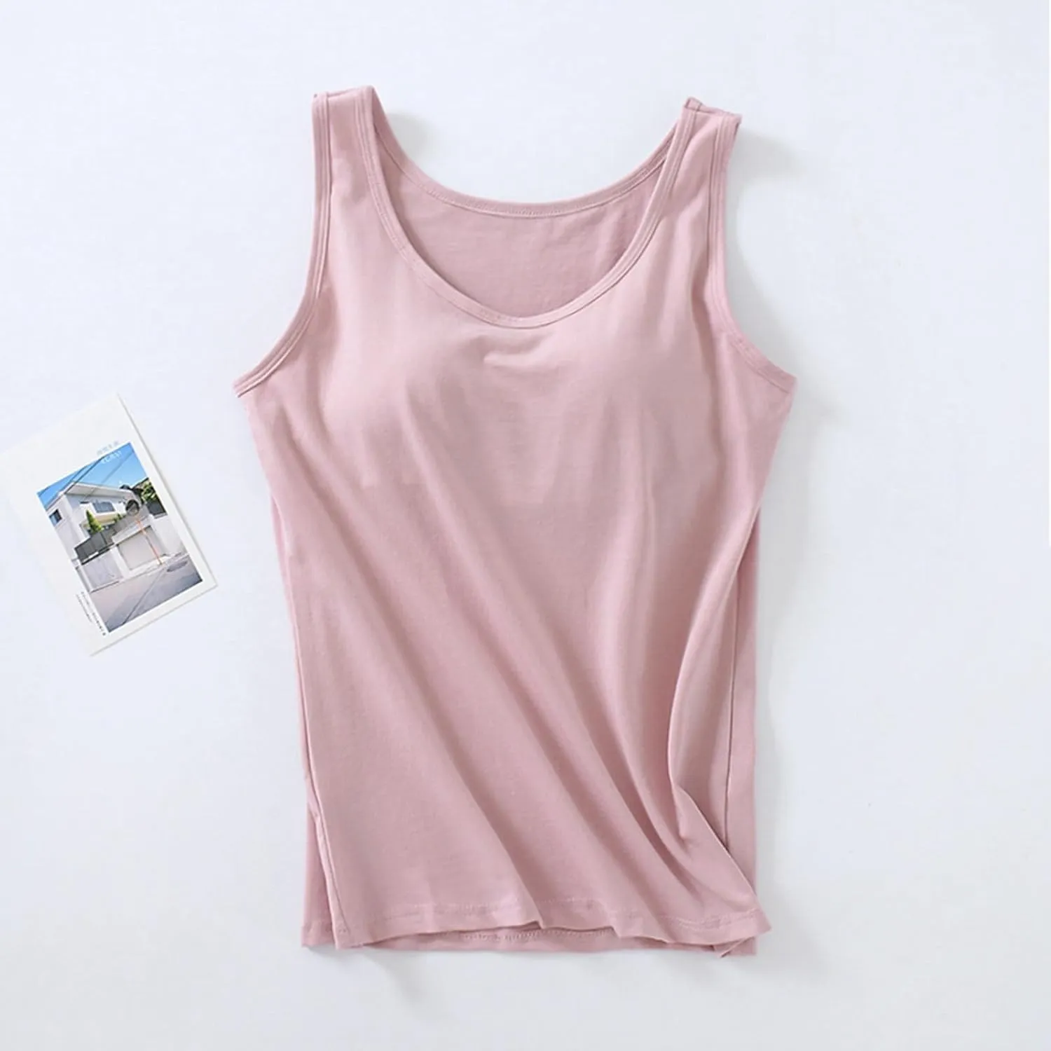 Camisole Tops for Women Cotton Racerback Breathable Tank Top Wtih Shelf Bra Workout Yoga Shirt