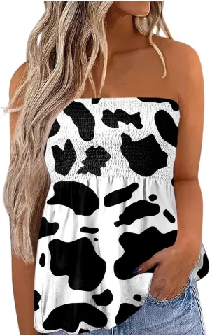 Cdiecer Tube Tops for Women Off Shoulder Tops Strapless Tank Top Bandeau Sleeveless Shirts Summer Vacation Tube Tops