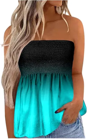Cdiecer Tube Tops for Women Off Shoulder Tops Strapless Tank Top Bandeau Sleeveless Shirts Summer Vacation Tube Tops