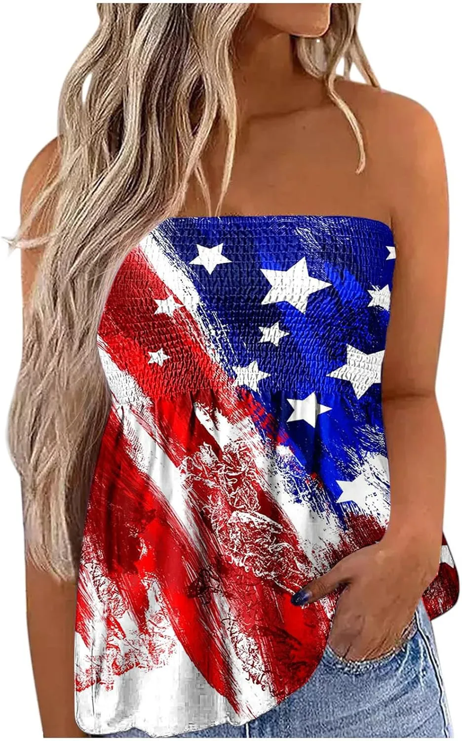 Cdiecer Tube Tops for Women Off Shoulder Tops Strapless Tank Top Bandeau Sleeveless Shirts Summer Vacation Tube Tops