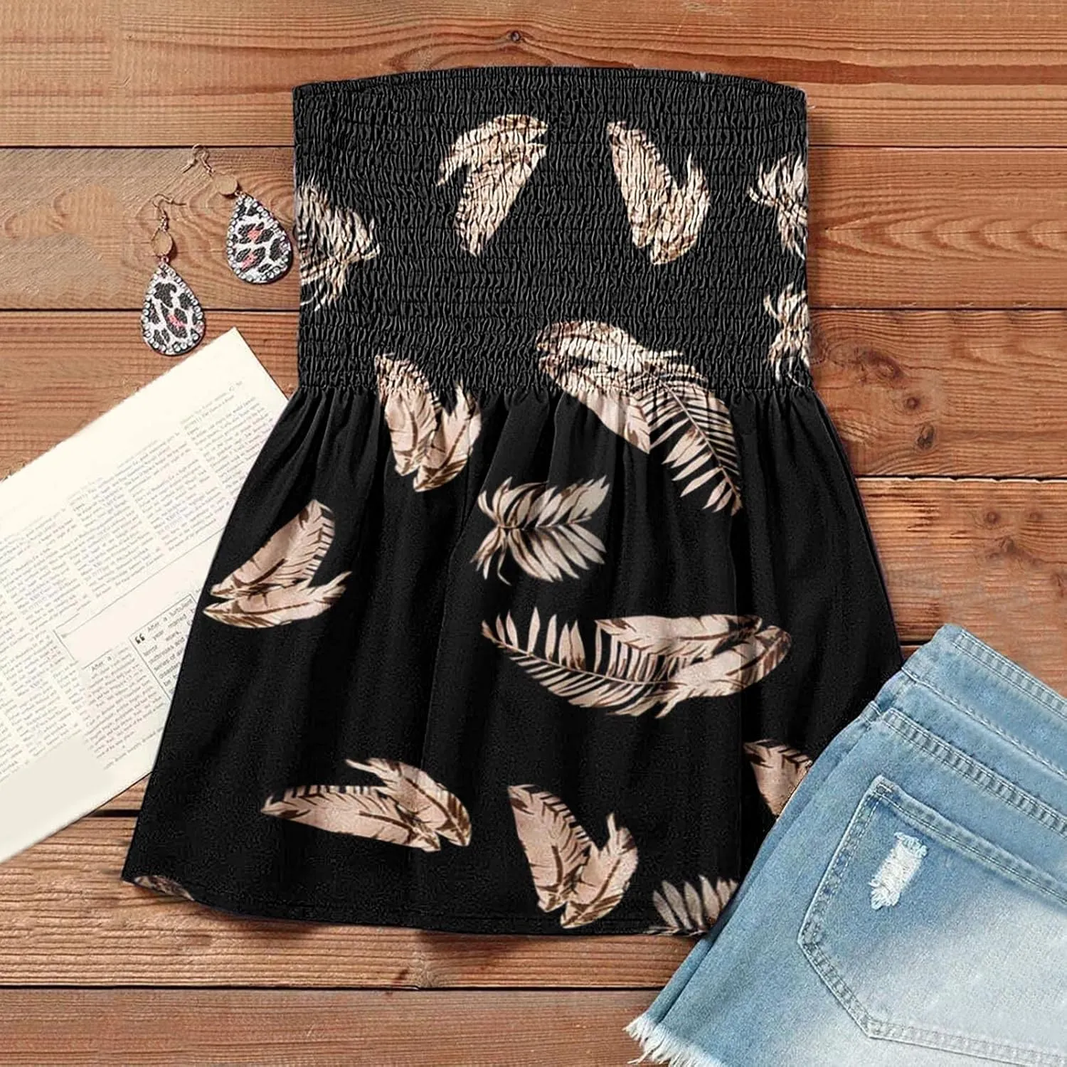 Cdiecer Tube Tops for Women Off Shoulder Tops Strapless Tank Top Bandeau Sleeveless Shirts Summer Vacation Tube Tops