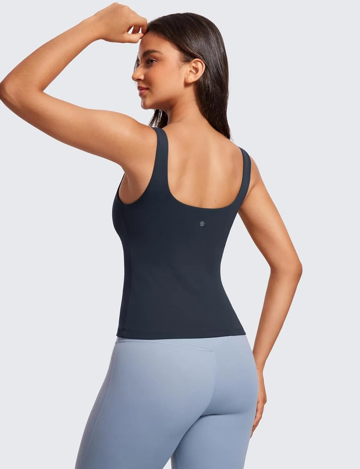 CRZ YOGA Butterluxe Workout Tank Tops for Women U Neck Padded Crop Tops Athletic Camisole Tops with Built in Bra