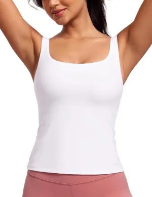 CRZ YOGA Butterluxe Workout Tank Tops for Women U Neck Padded Crop Tops Athletic Camisole Tops with Built in Bra