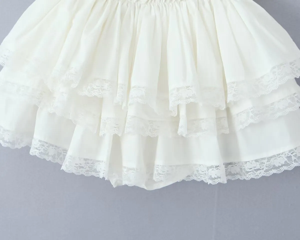 Cute Mini Lace Skirts for Women Pleated Skirt Layered Lace Trim Half Slips A-Line Puffy Flowy Party Skirt