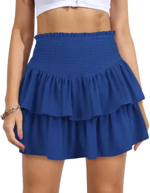 Cute Mini Lace Skirts for Women Pleated Skirt Layered Lace Trim Half Slips A-Line Puffy Flowy Party Skirt