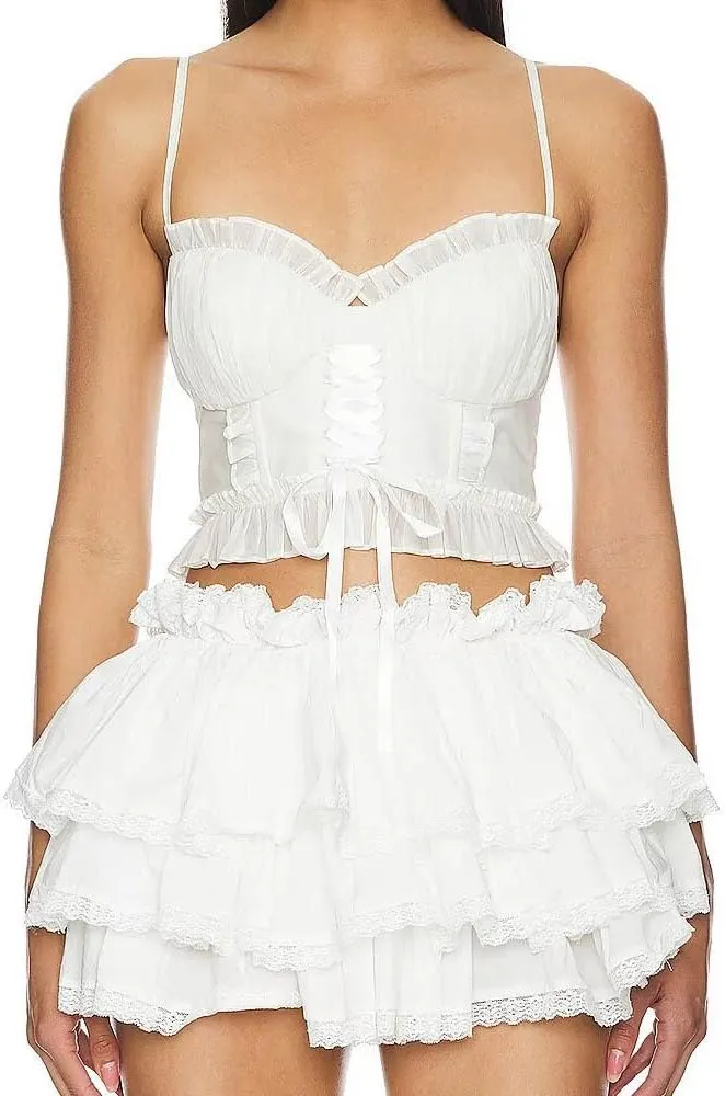 Cute Mini Lace Skirts for Women Pleated Skirt Layered Lace Trim Half Slips A-Line Puffy Flowy Party Skirt