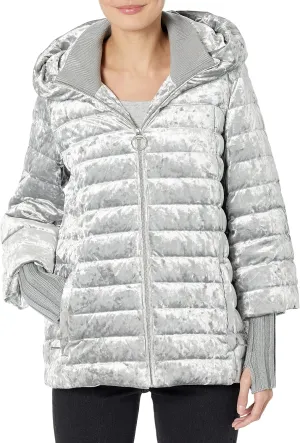 DKNY Women's Heavyweight Crushed Velvet Down Jacket