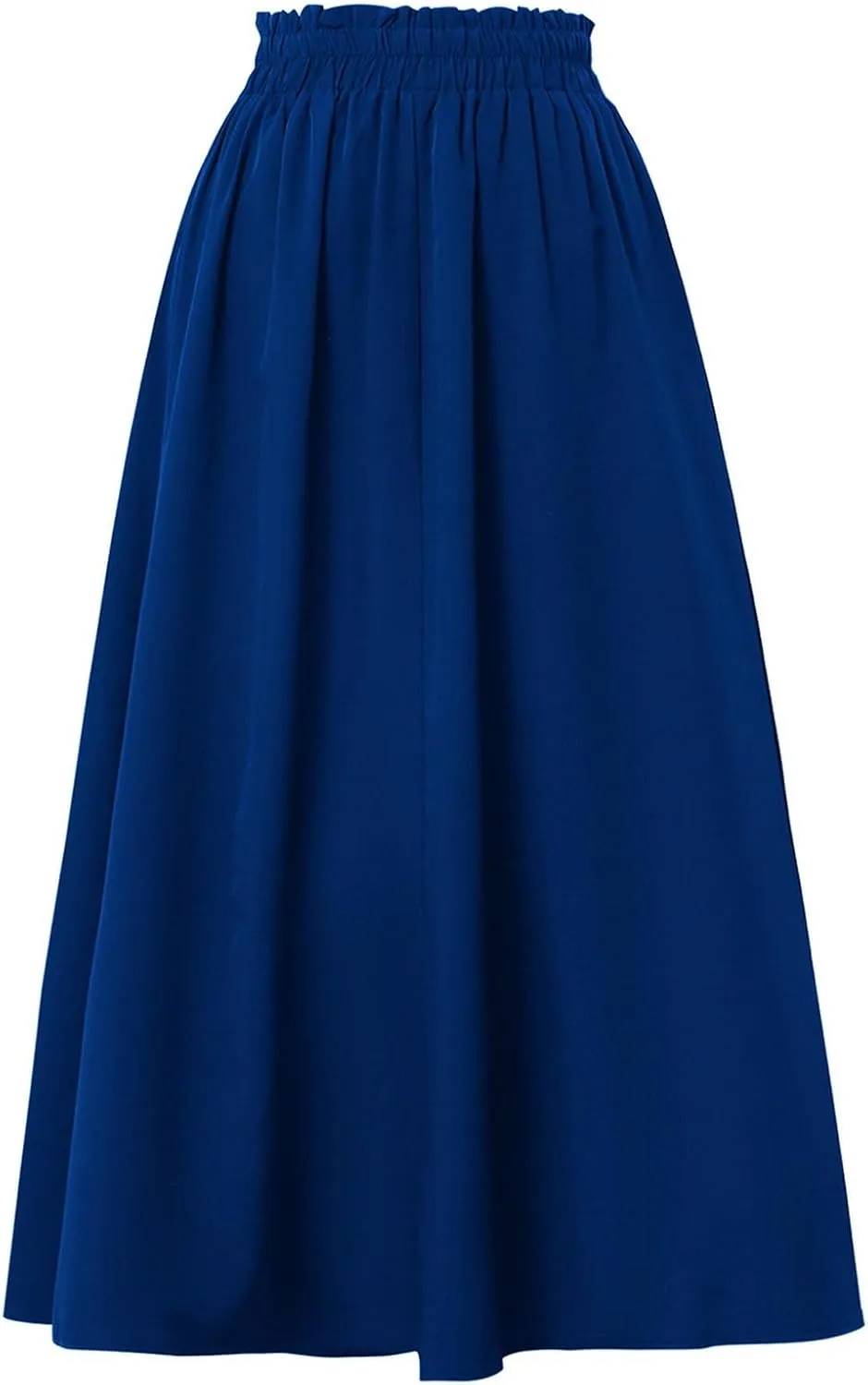 Floral Midi Skirt Boho Flowy Elastic High Waist A Line Skirt Bow Linen Flared Beach Long Skirts for Women with Pockets